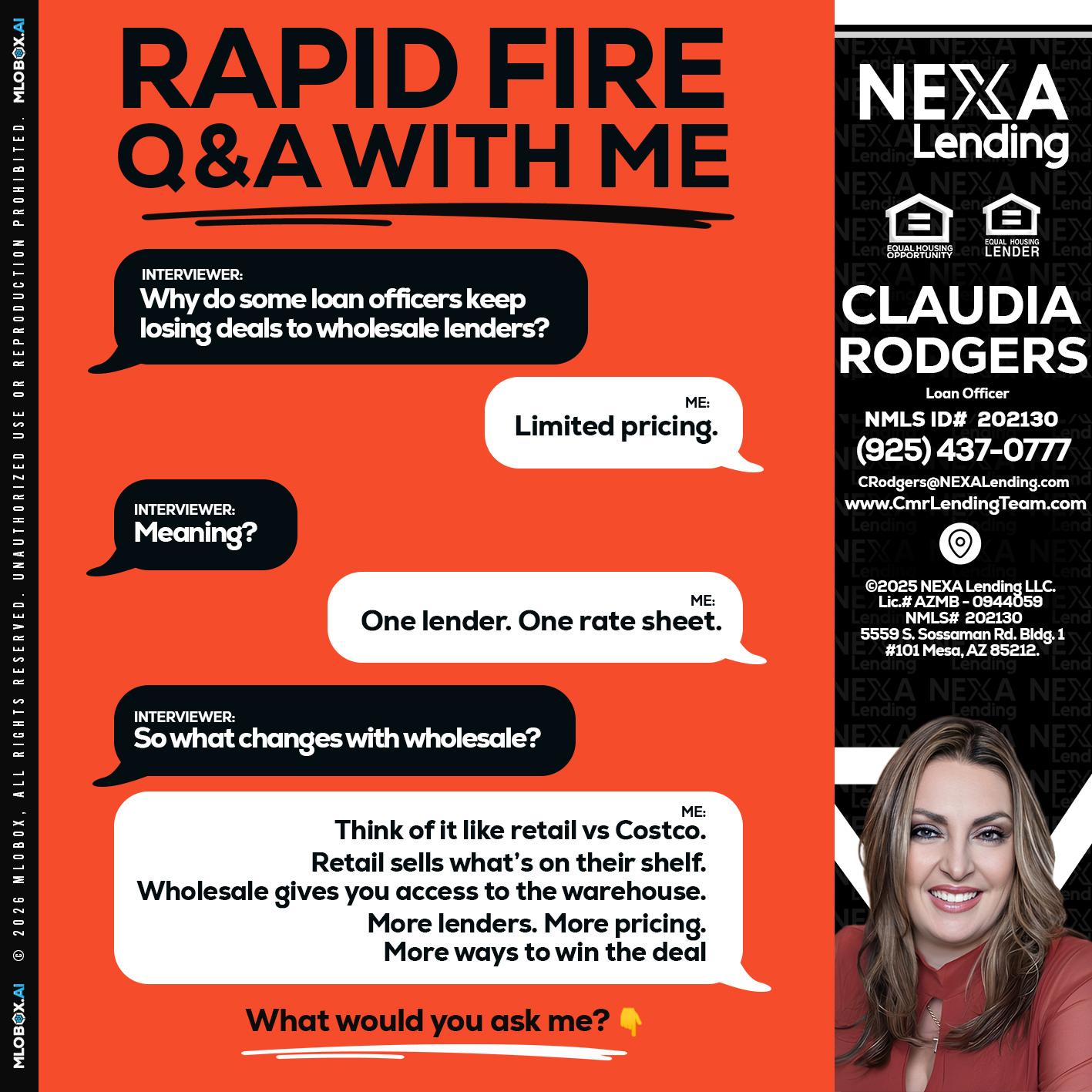 Q&A - Claudia Rodgers -Loan Officer