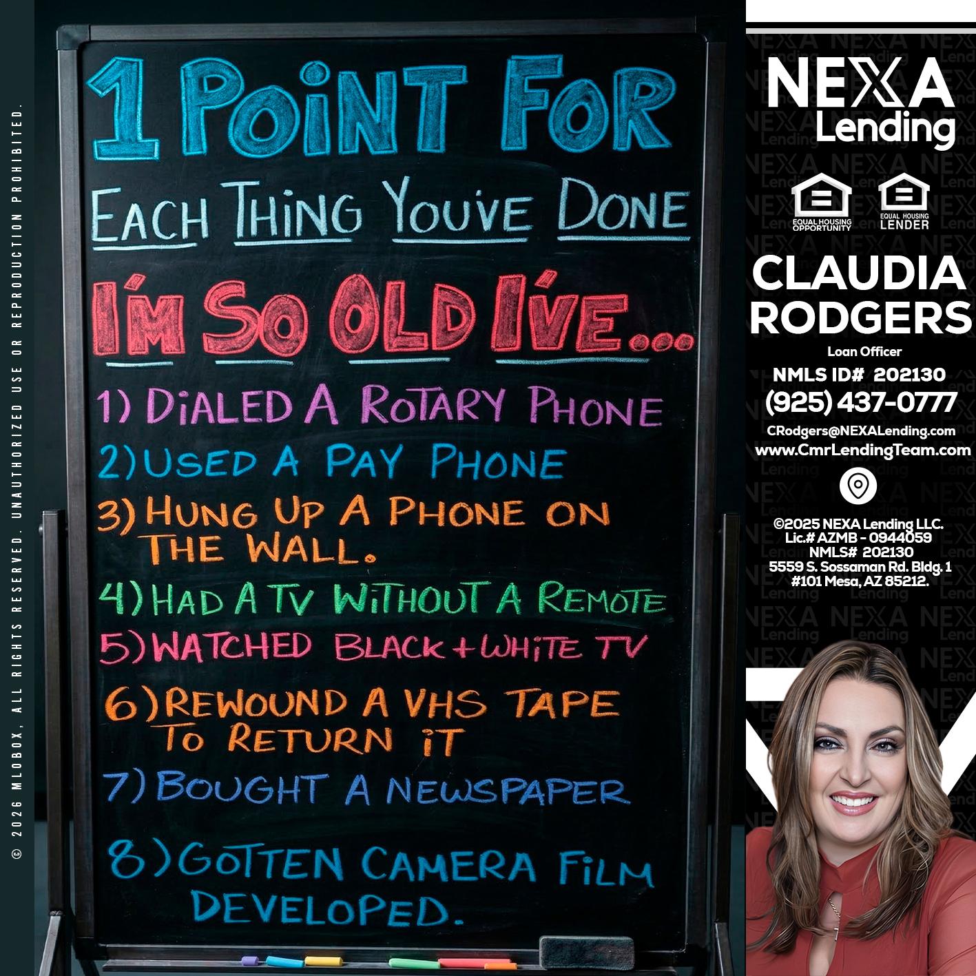 1 point for - Claudia Rodgers -Loan Officer