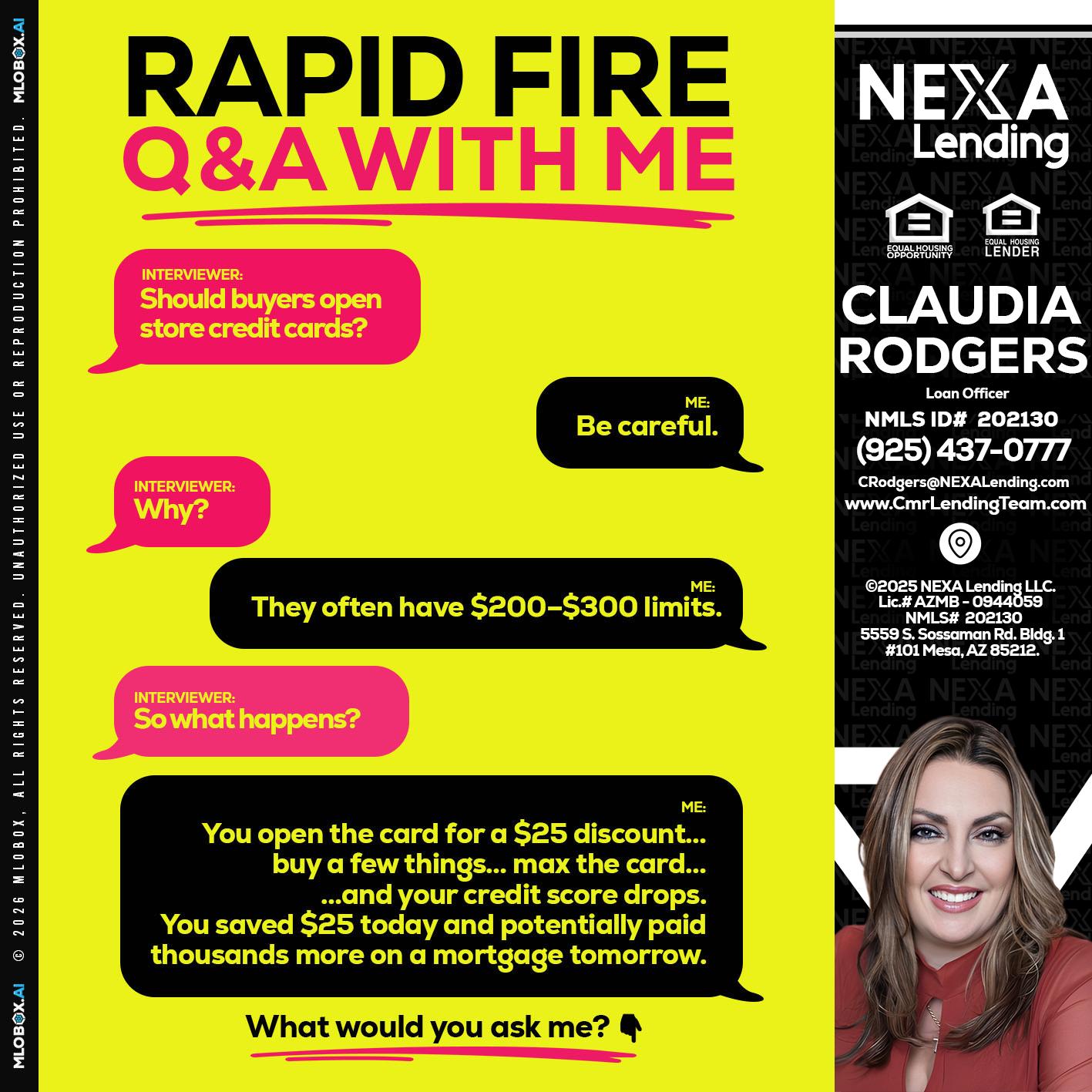RAPID FIRE Q&A - Claudia Rodgers -Loan Officer