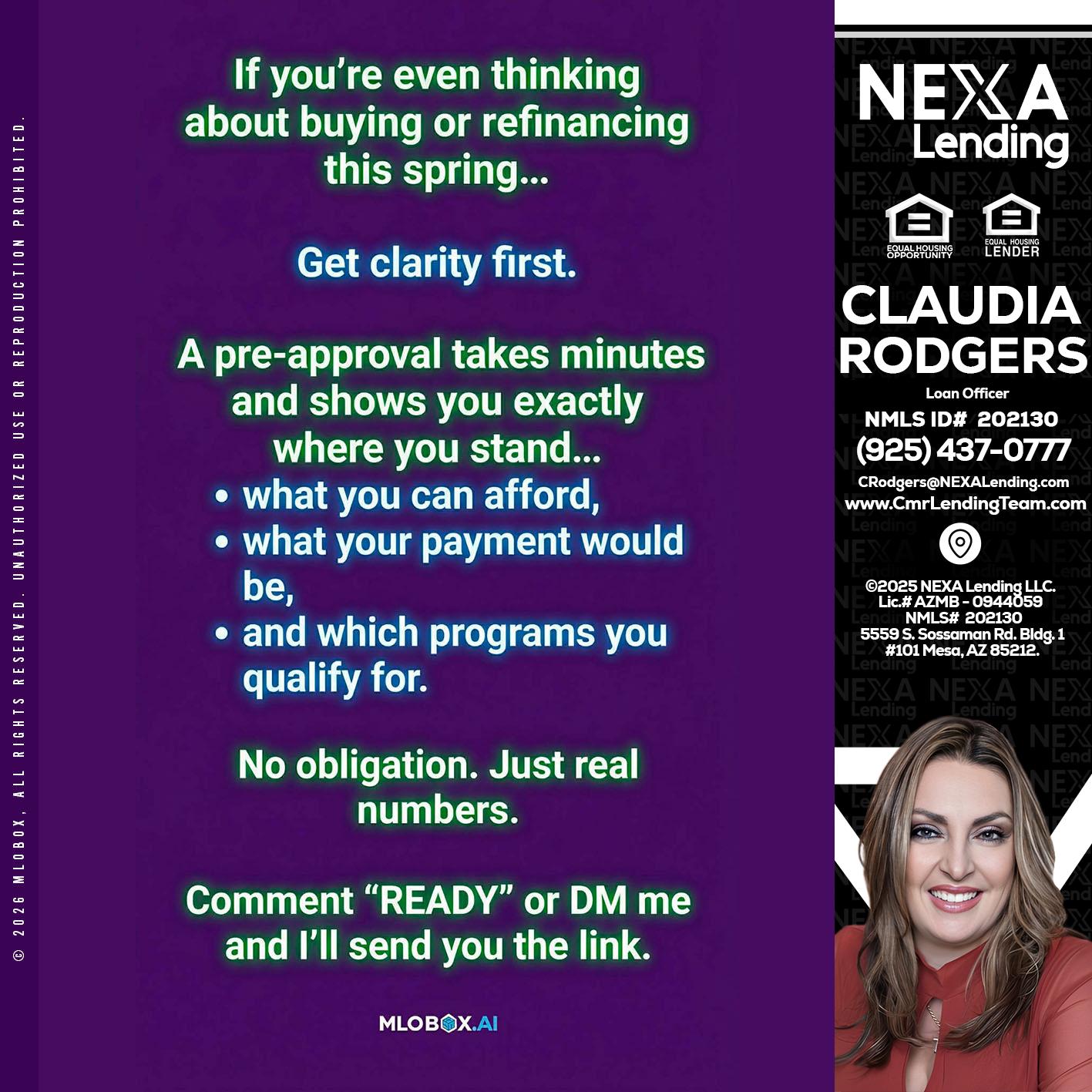 IF YOU THINKING - Claudia Rodgers -Loan Officer