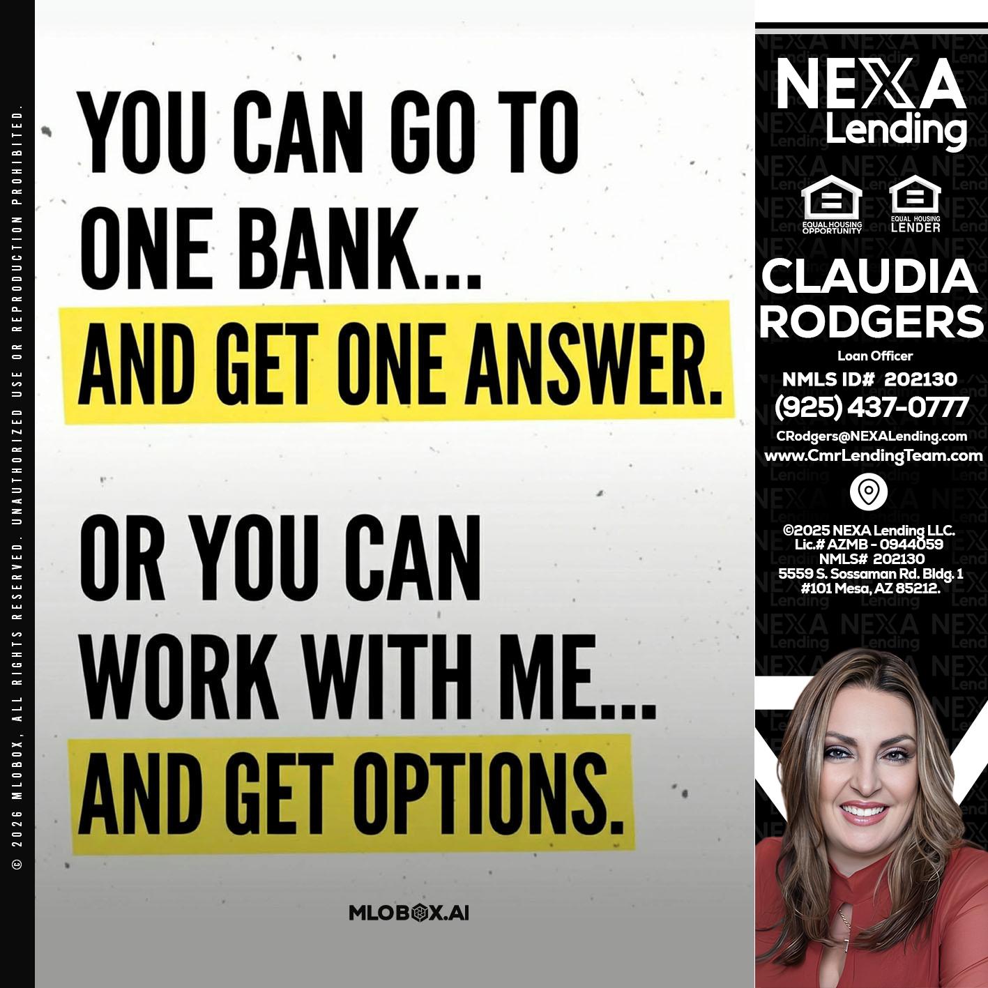 YOU CAN GO TO - Claudia Rodgers -Loan Officer