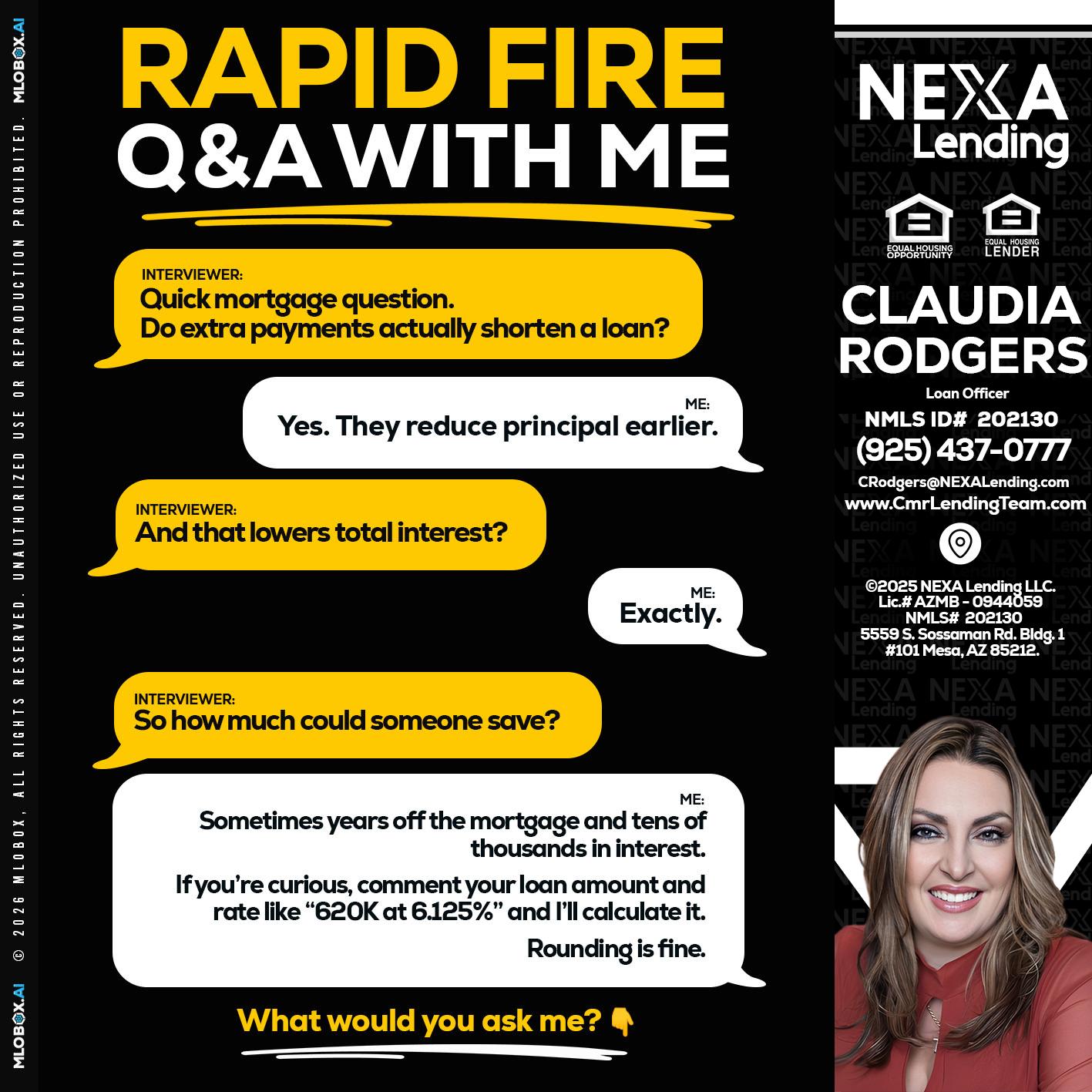 RAPID FIRE QA - Claudia Rodgers -Loan Officer
