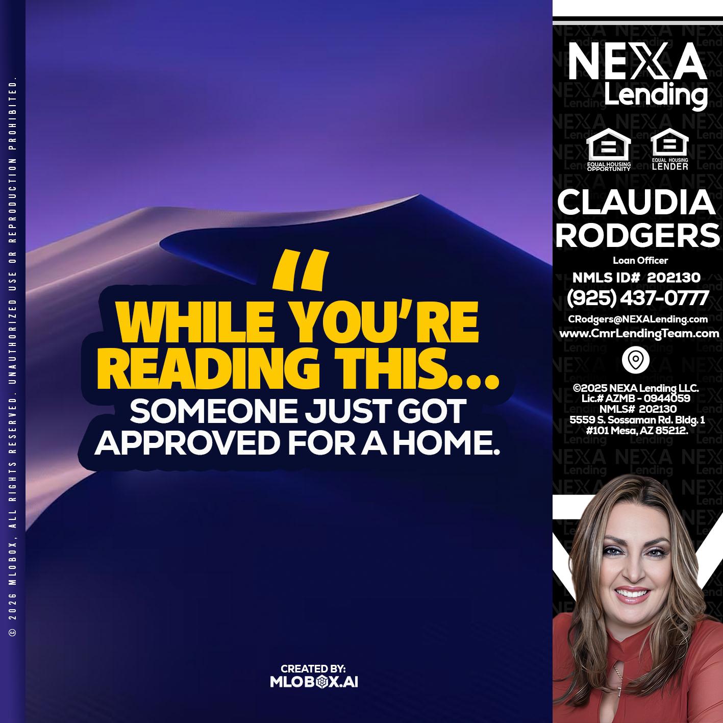 WHILE YOU - Claudia Rodgers -Loan Officer