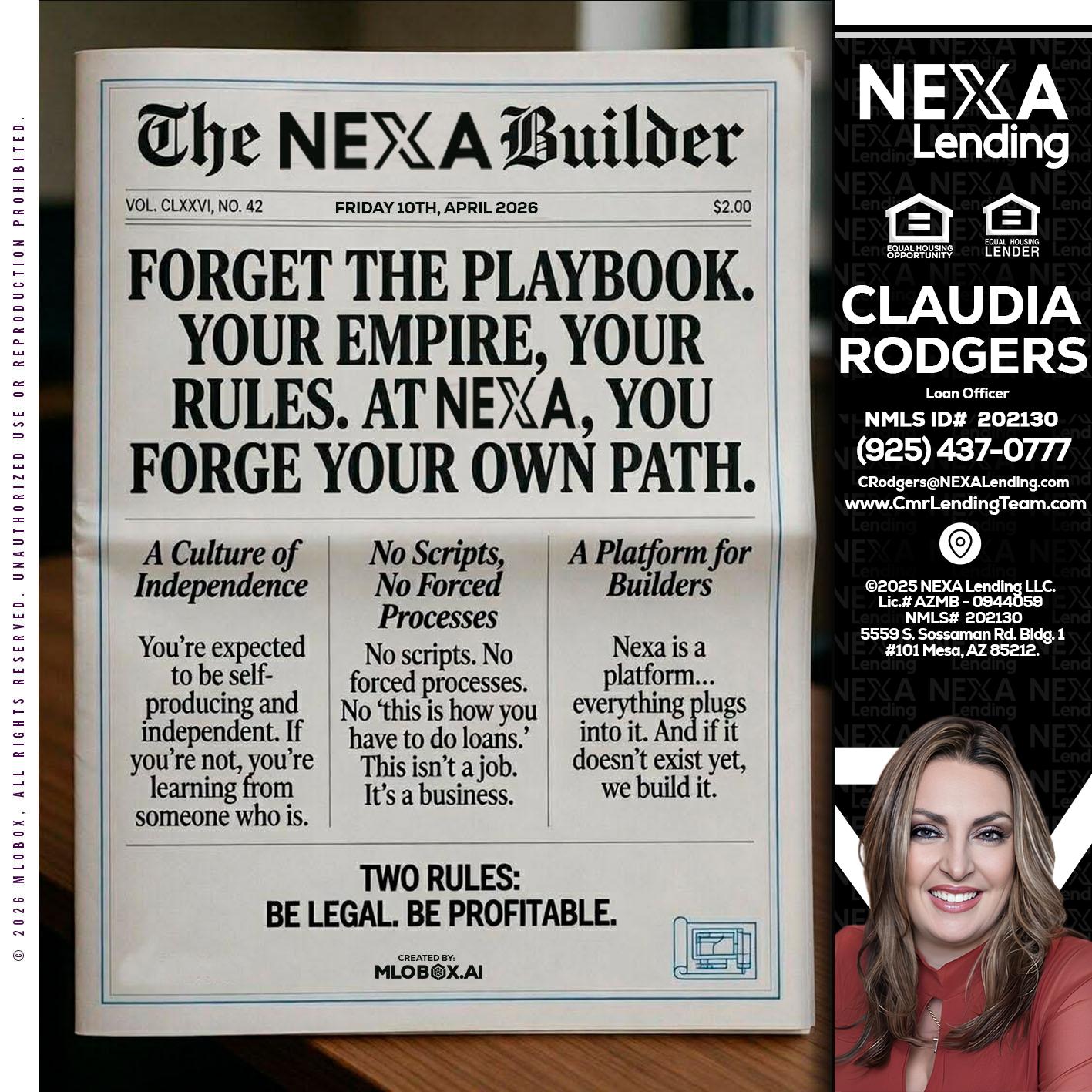THE NEXA BUILDER - Claudia Rodgers -Loan Officer