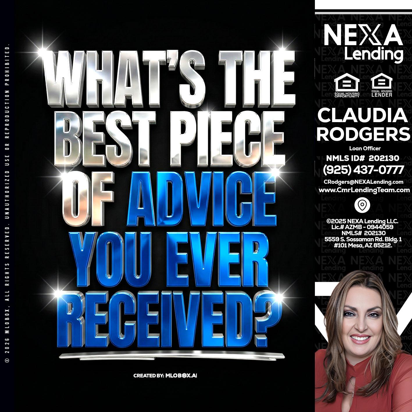 WHATS THE BEST - Claudia Rodgers -Loan Officer