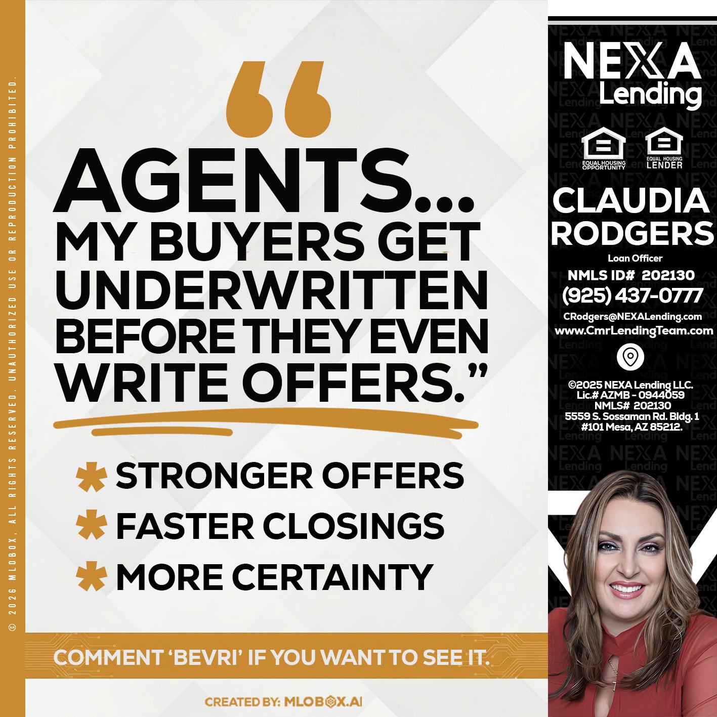agents - Claudia Rodgers -Loan Officer