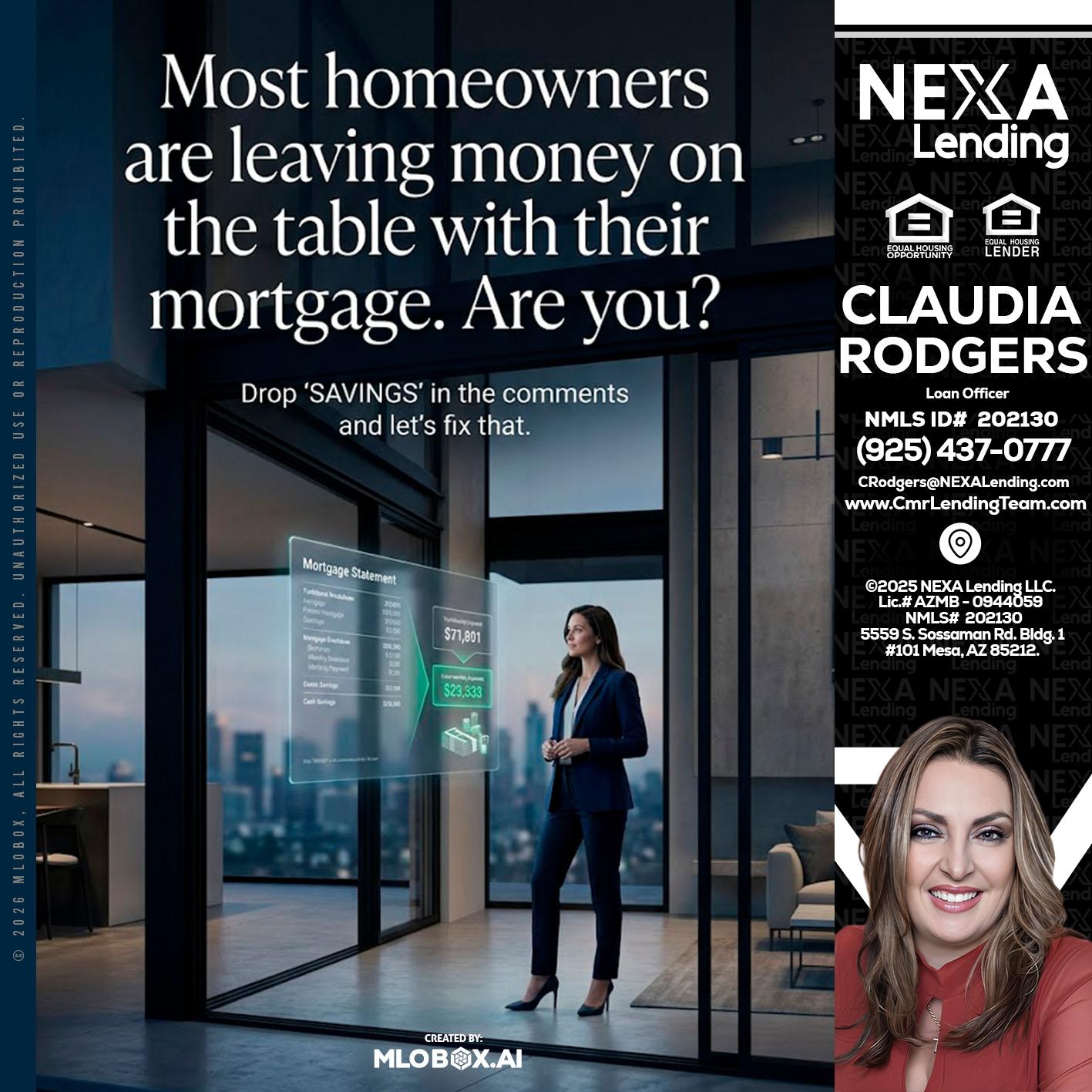 MOST OWNERS - Claudia Rodgers -Loan Officer