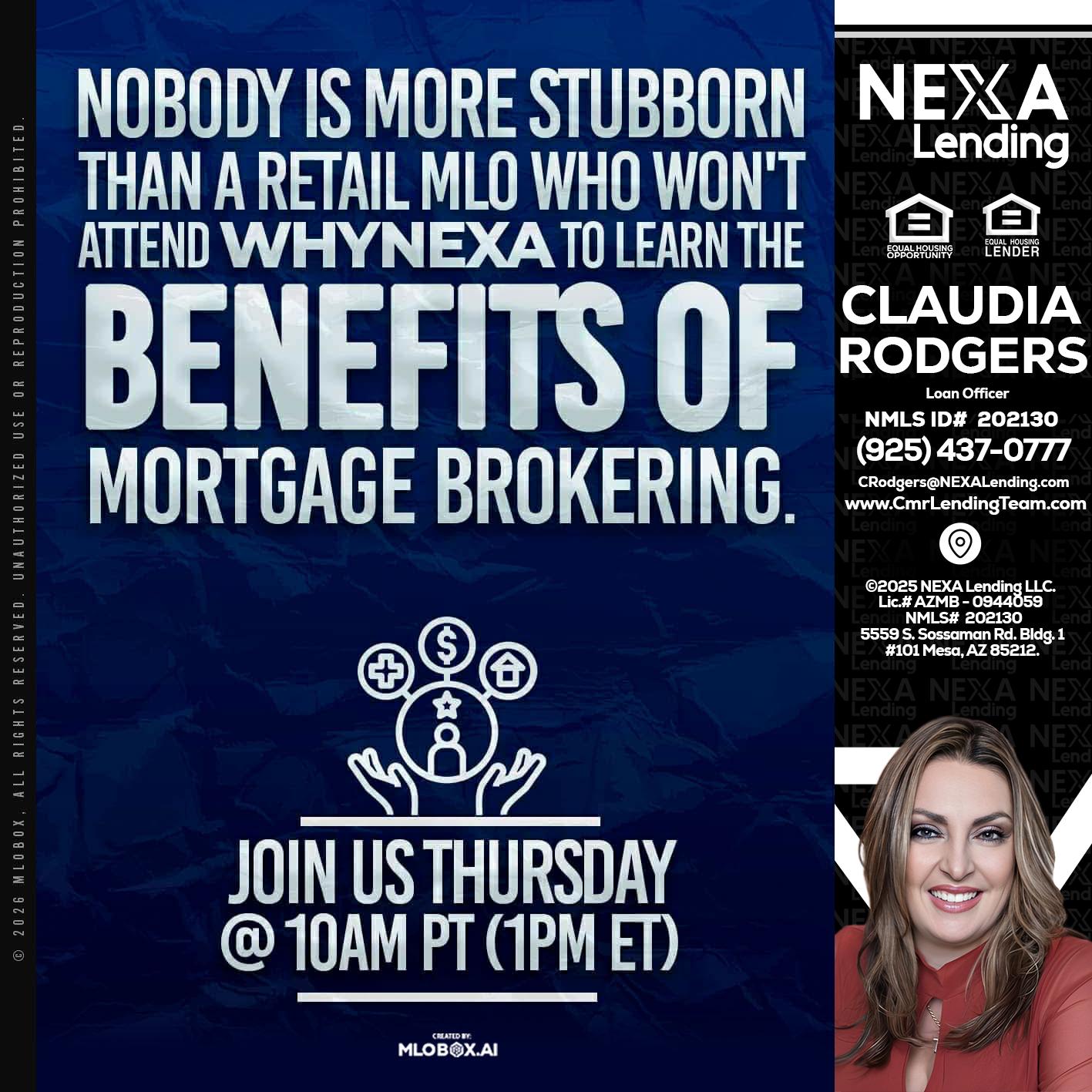 NOBODY IS MORE - Claudia Rodgers -Loan Officer