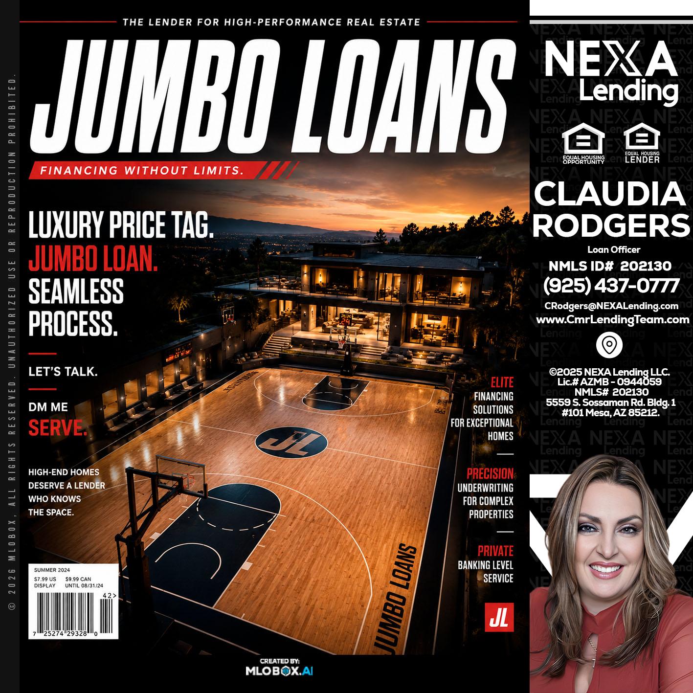 JUMBO LOANS - Claudia Rodgers -Loan Officer