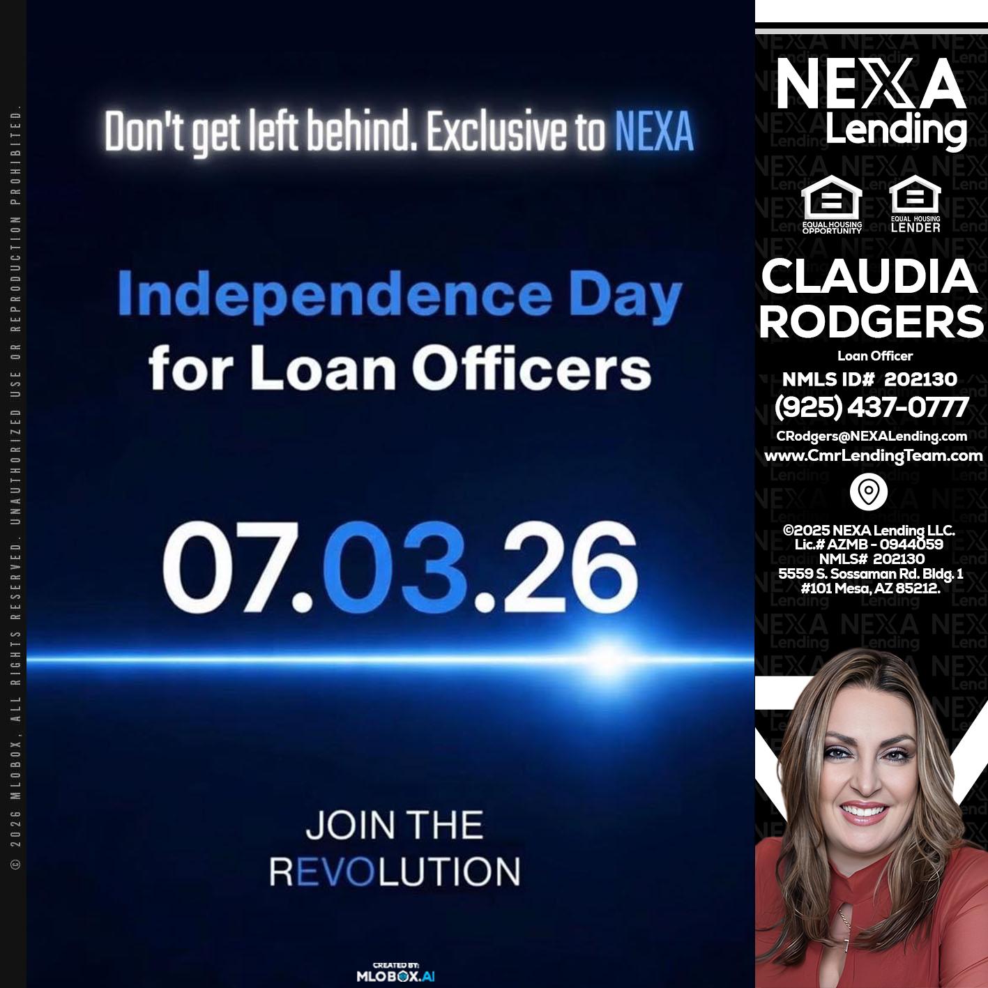 INDEPENDENCE DAY - Claudia Rodgers -Loan Officer