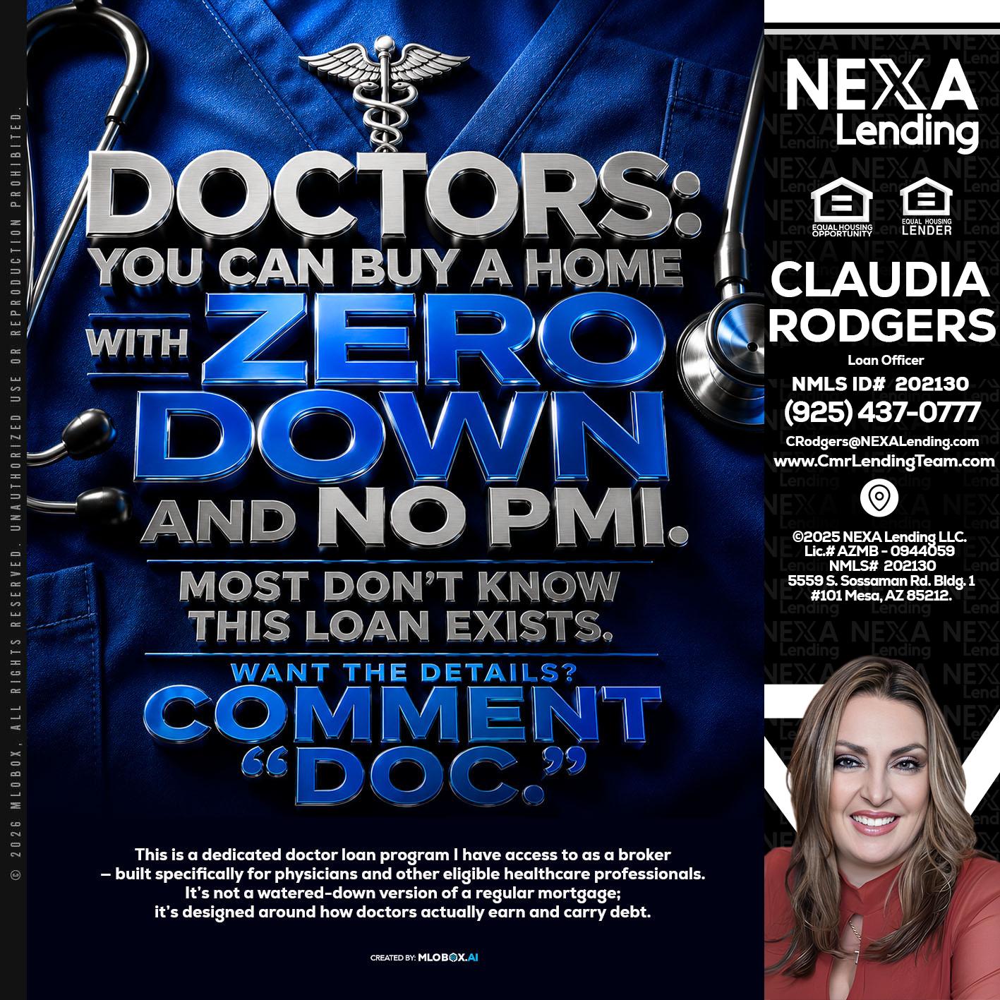 DOCTORS YOU CAN BUY - Claudia Rodgers -Loan Officer