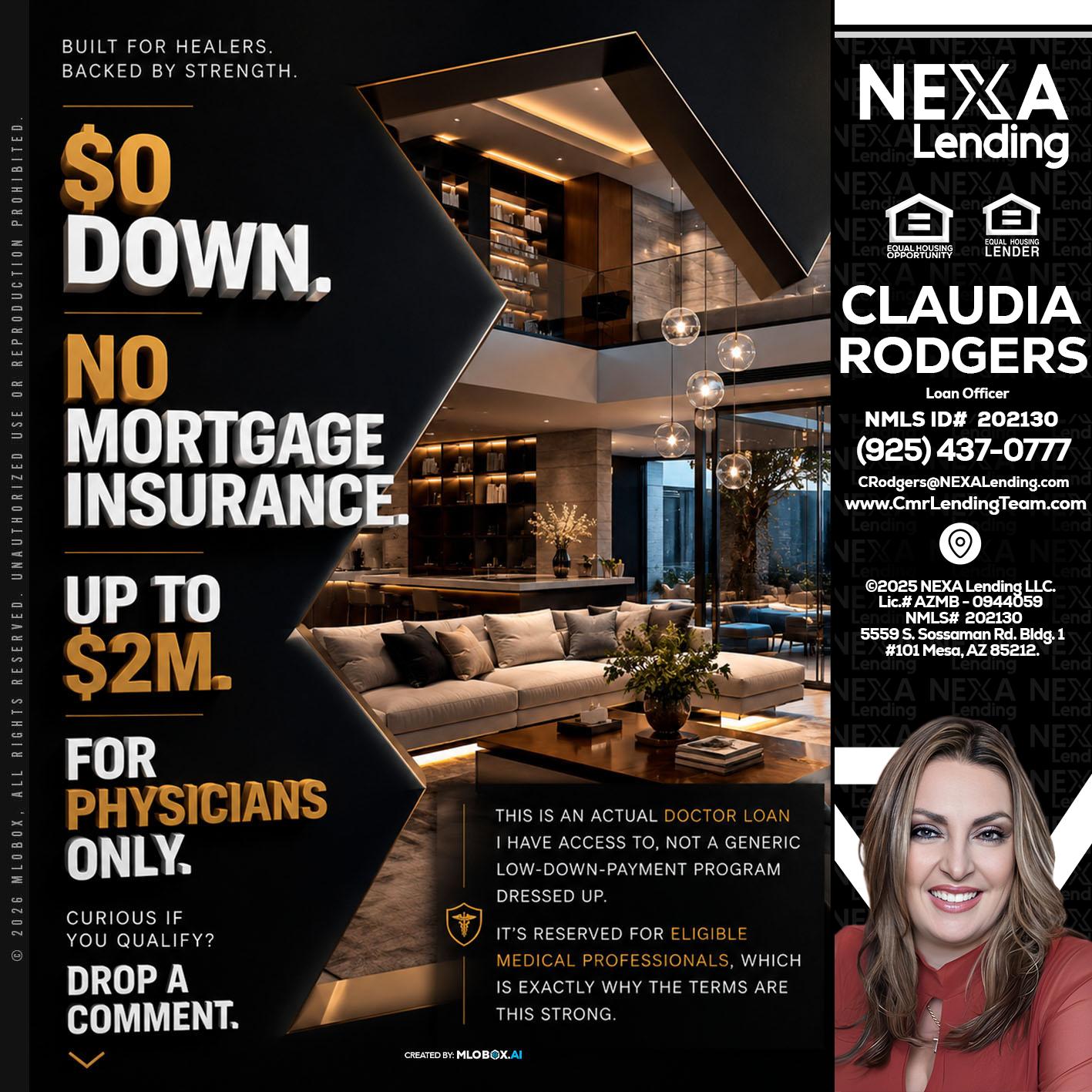 $0 DOWN - Claudia Rodgers -Loan Officer
