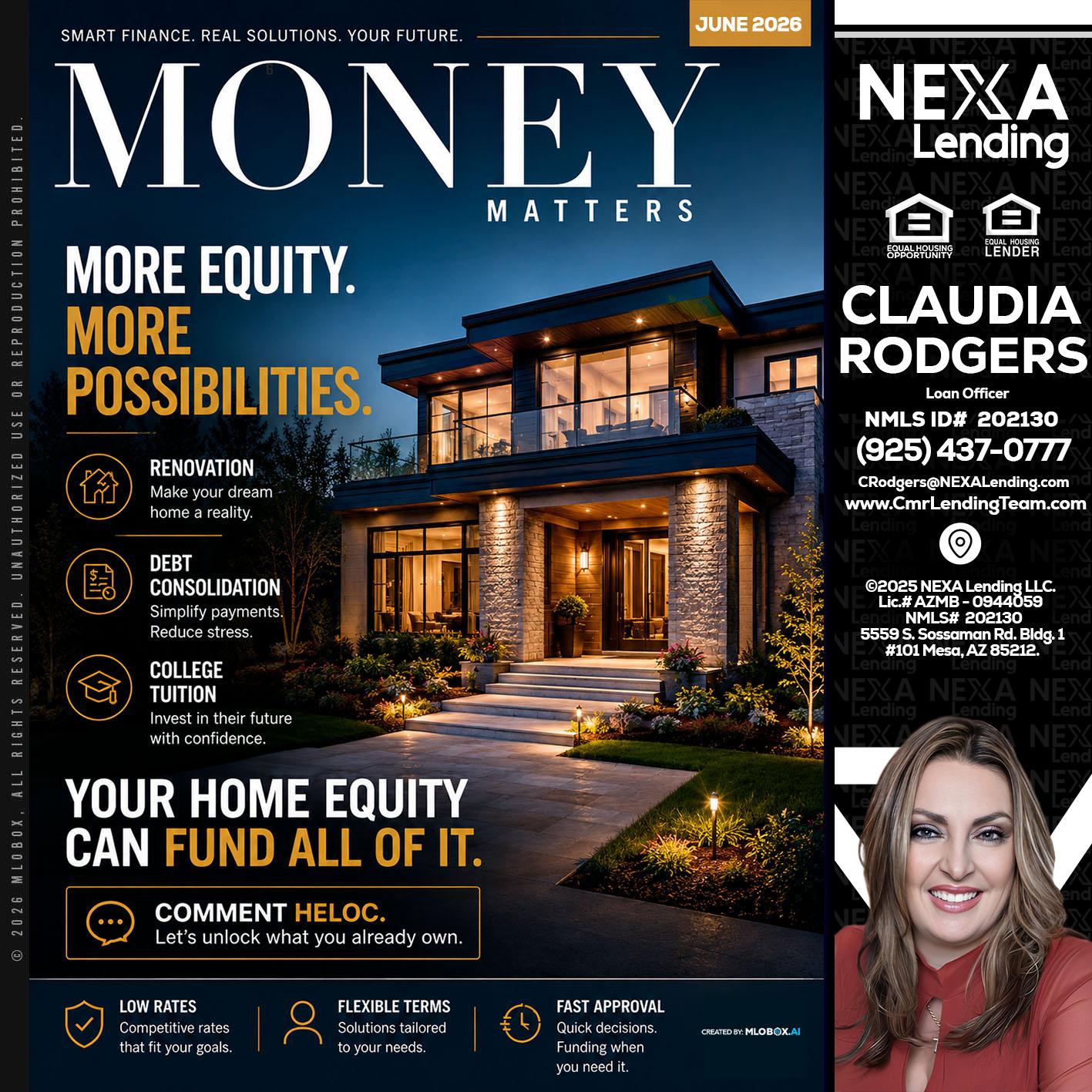 MONEY MATTERS - Claudia Rodgers -Loan Officer