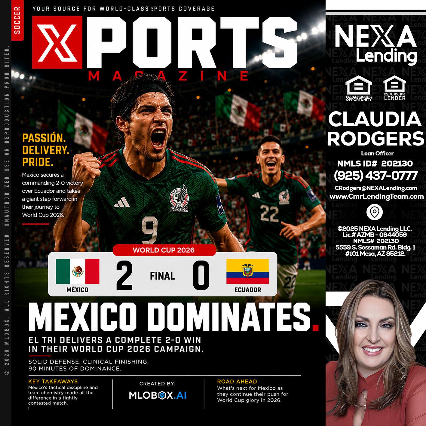 XPORTS MEX 2-0 ECUADOR - Claudia Rodgers -Loan Officer