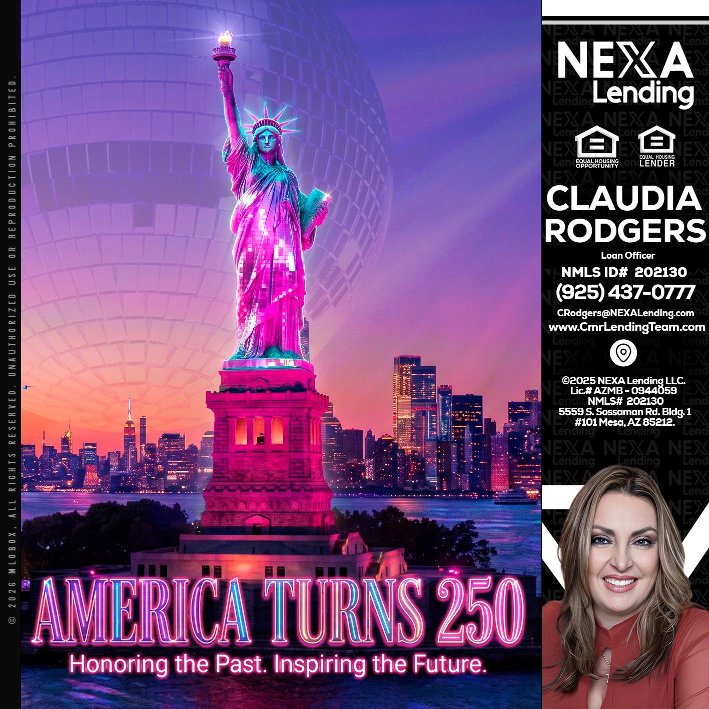 AMERICA TURNS 250 - Claudia Rodgers -Loan Officer