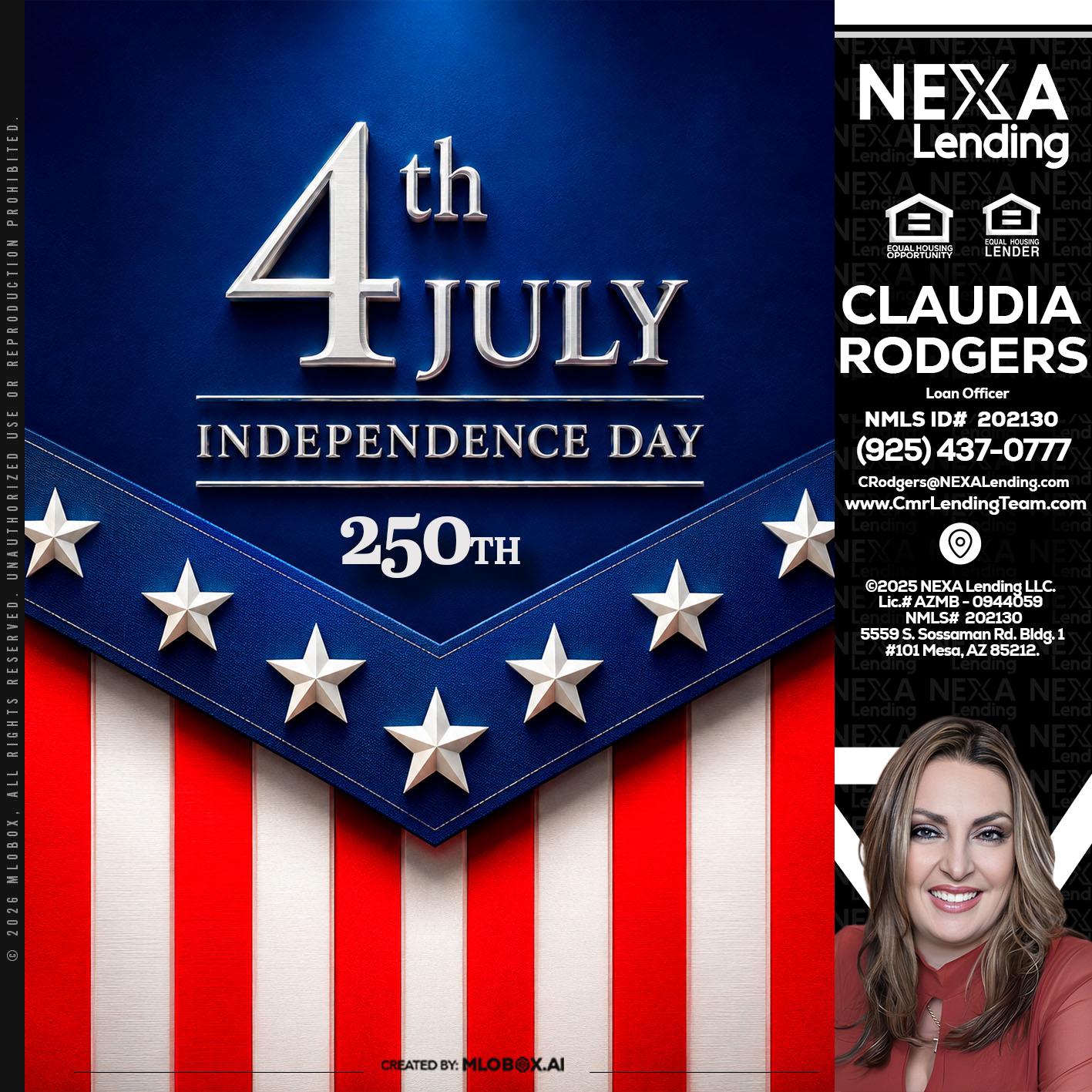 4th of july - Claudia Rodgers -Loan Officer