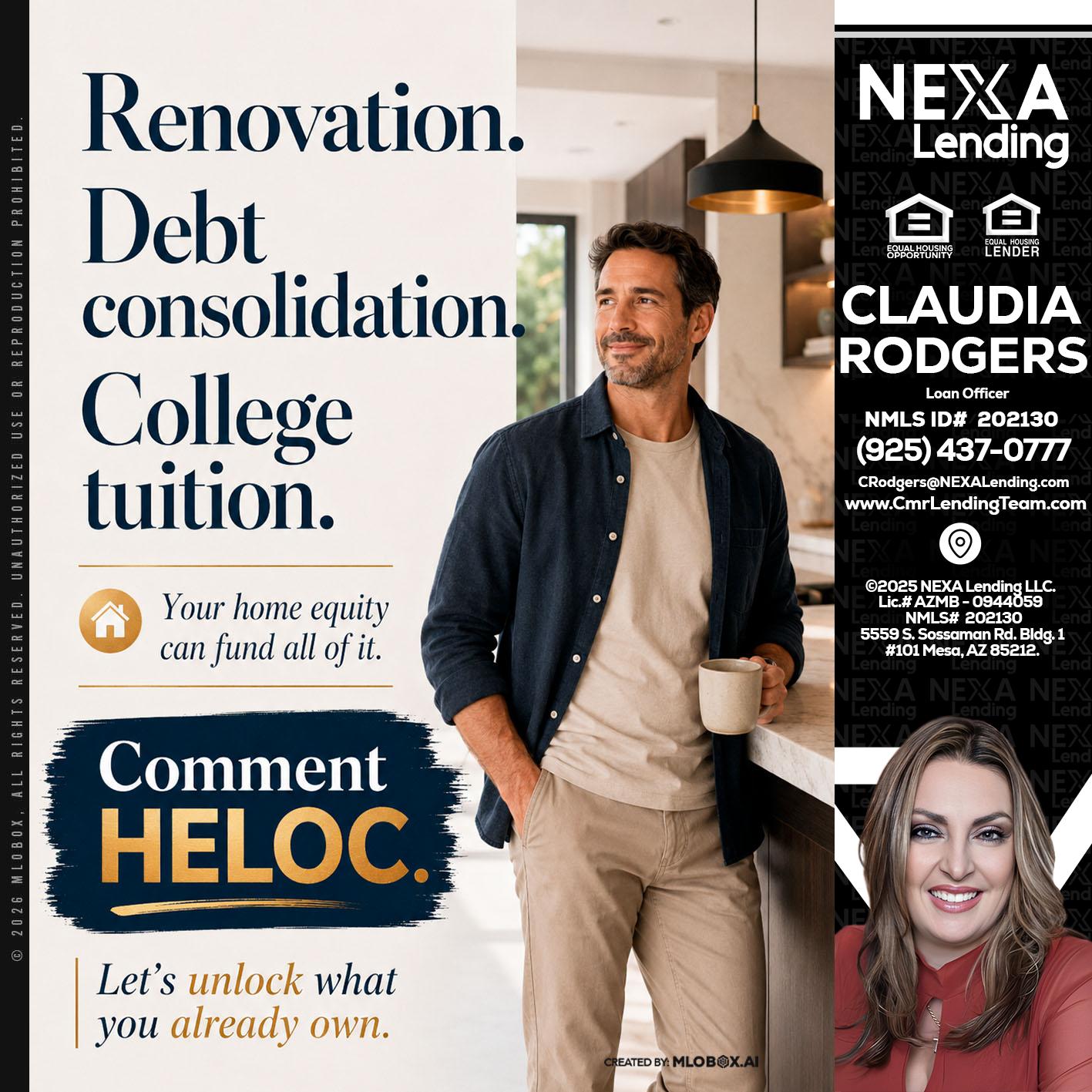 RENOVATION DEBT - Claudia Rodgers -Loan Officer