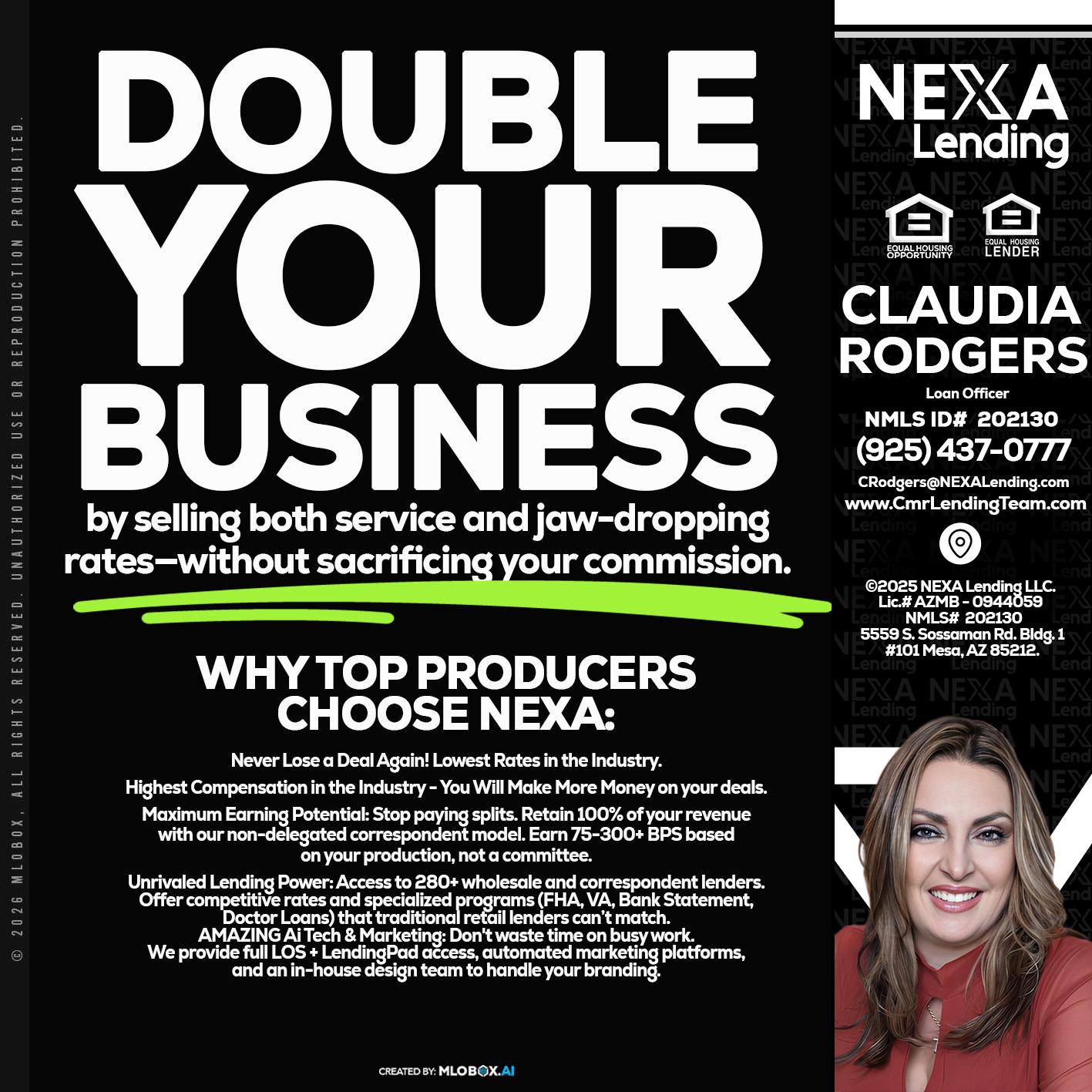 DOUBLE YOUR BUSINESS - Claudia Rodgers -Loan Officer