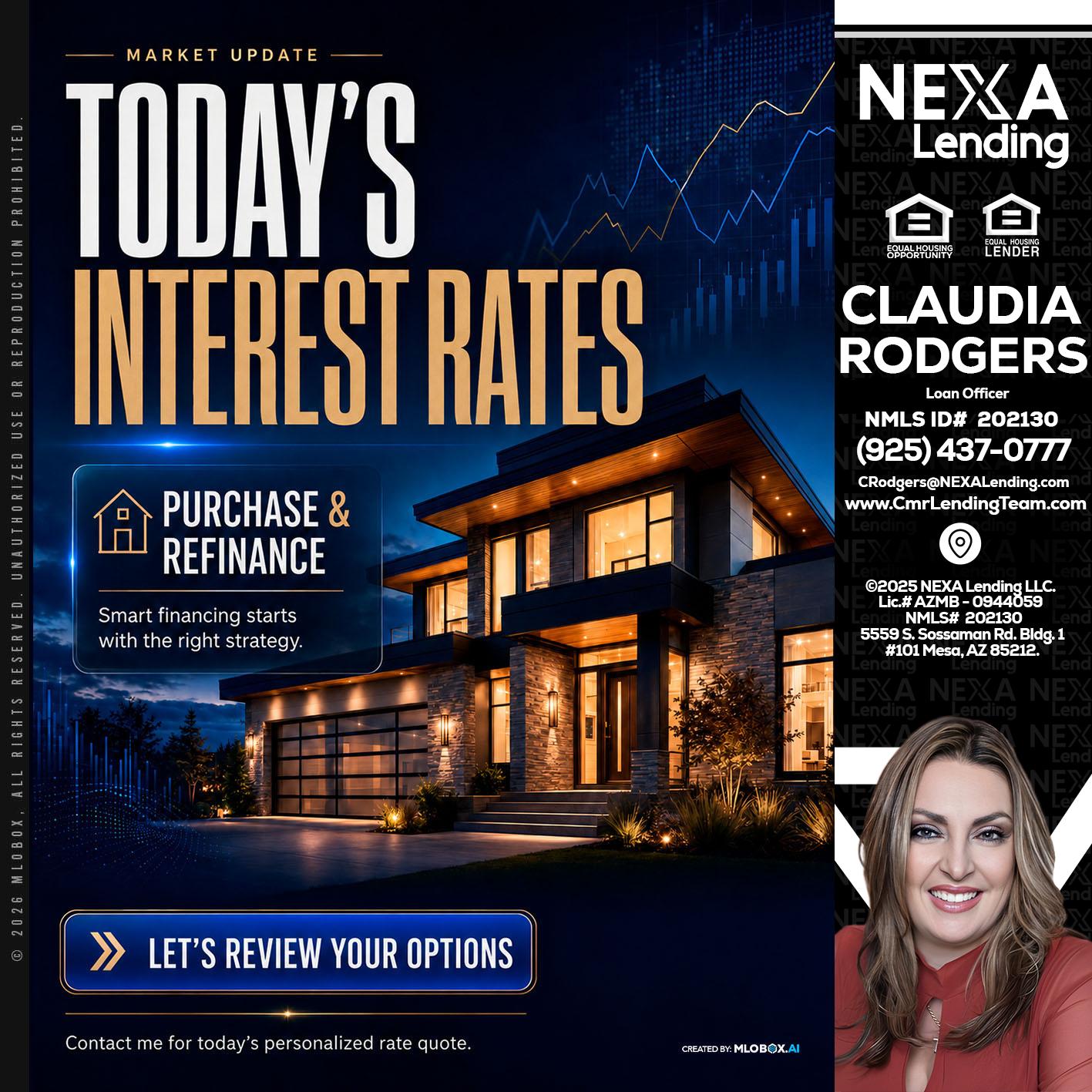 TODAYS RATES - Claudia Rodgers -Loan Officer