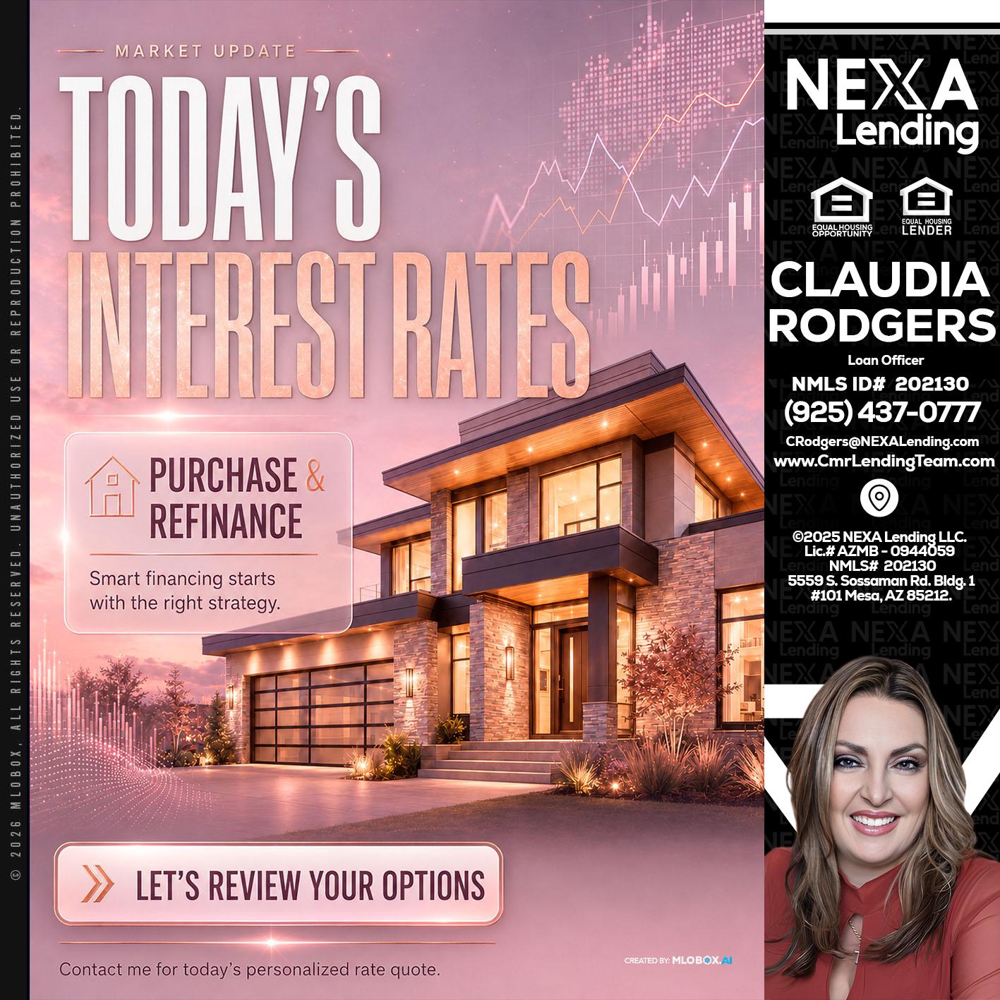 todays interest rates - Claudia Rodgers -Loan Officer